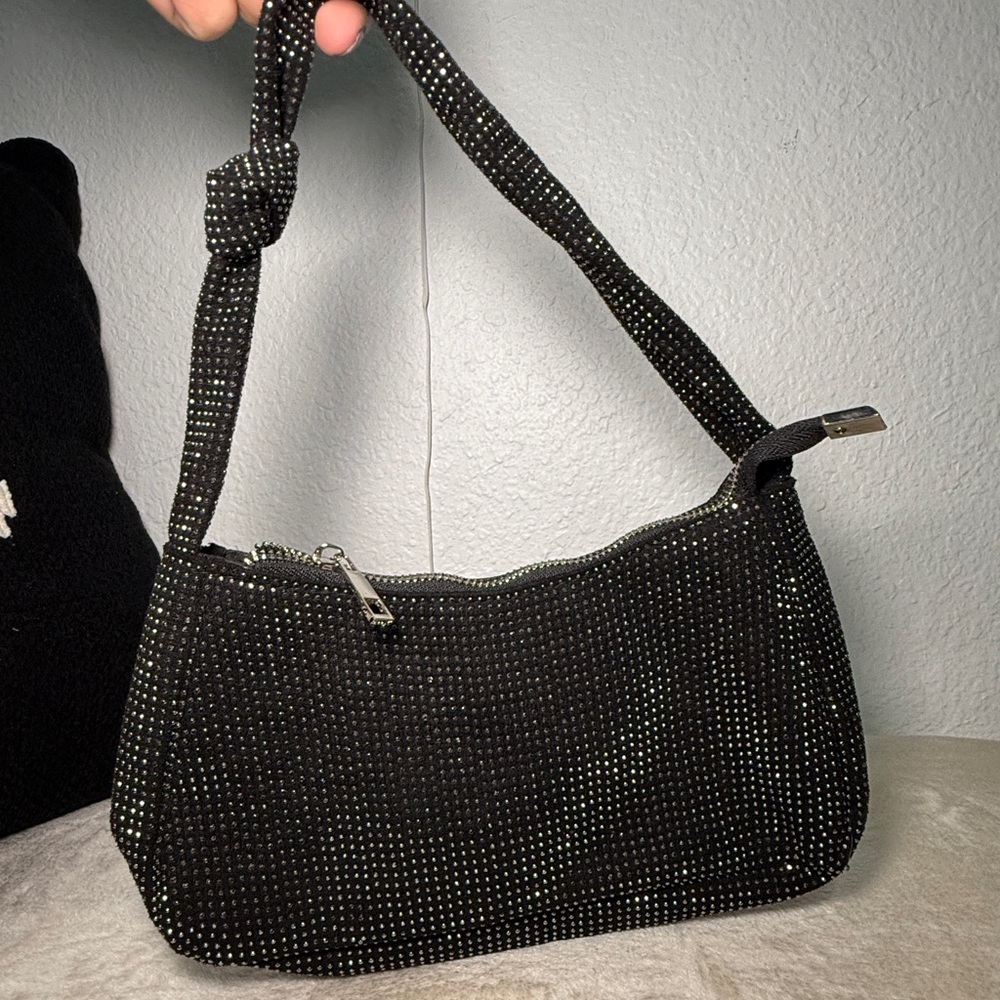 Black bag with silver rhinestones